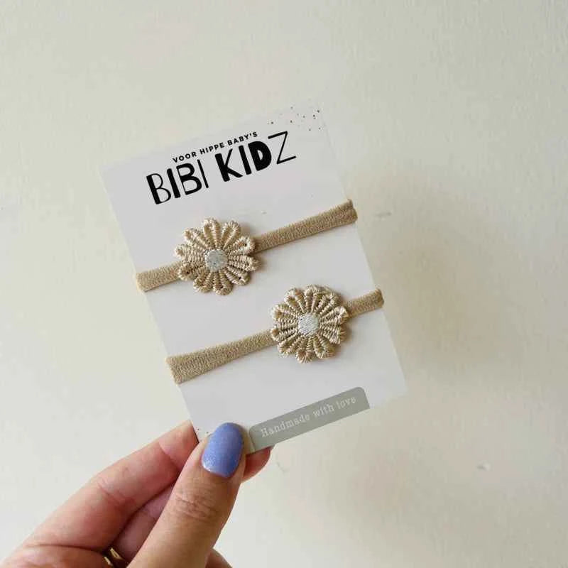 Haar Elastiek - Bloem Beige