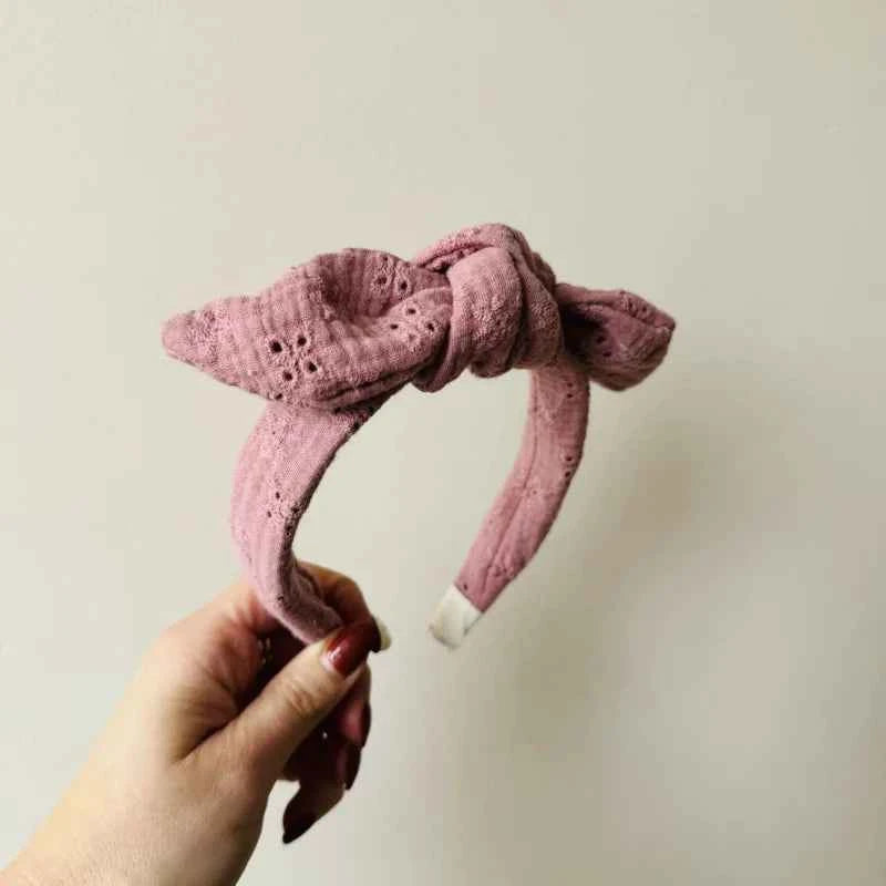 Strik haarband - Broderie Oud Roze