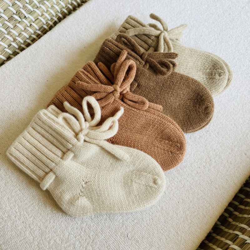Merino wol booties peach