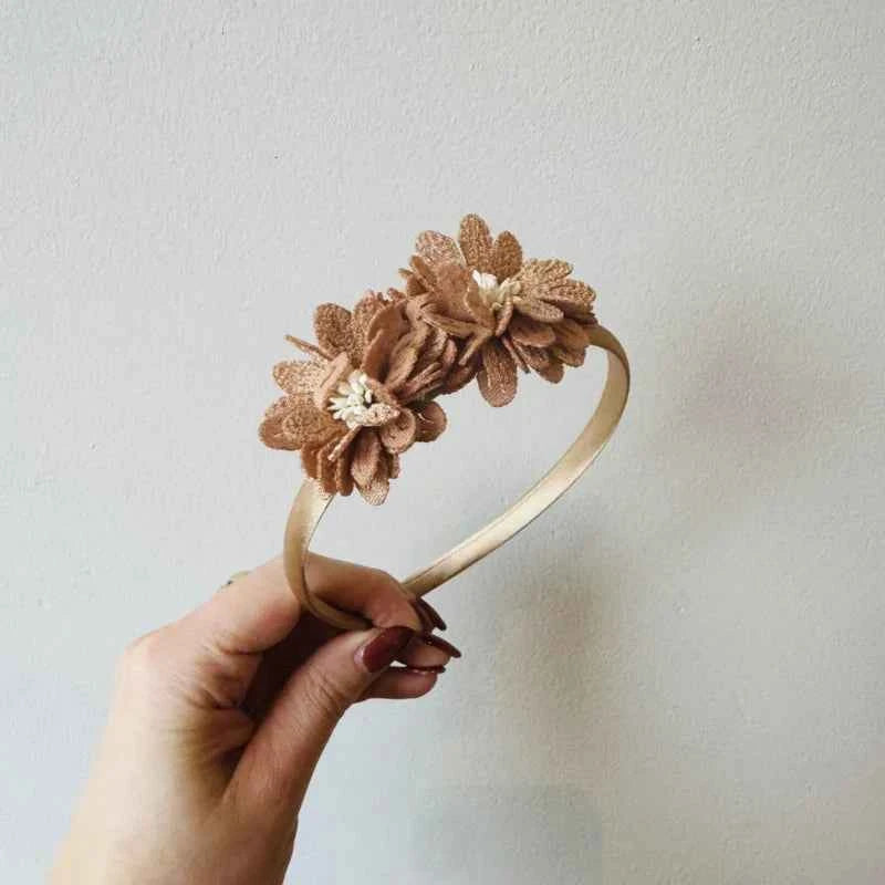 Haarband - Bloemen bruin