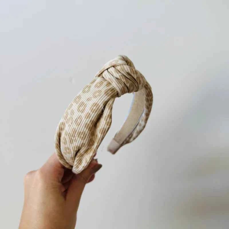 Knoop Haarband - Luipaard licht beige