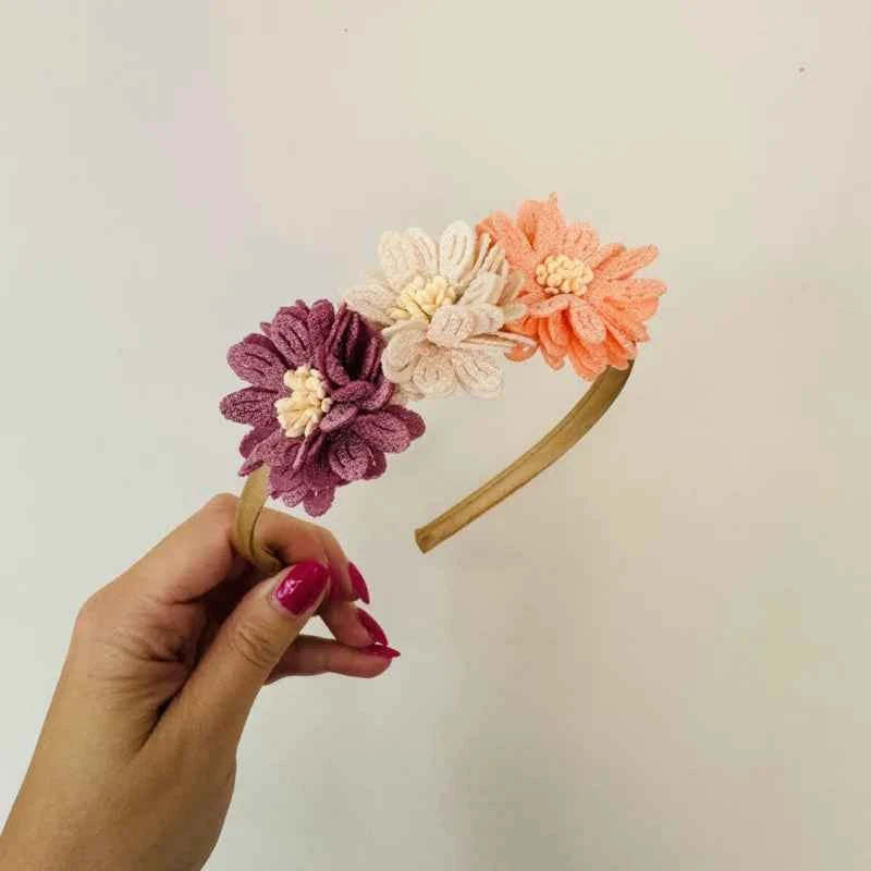 Haarband - Bloemen mix perzik