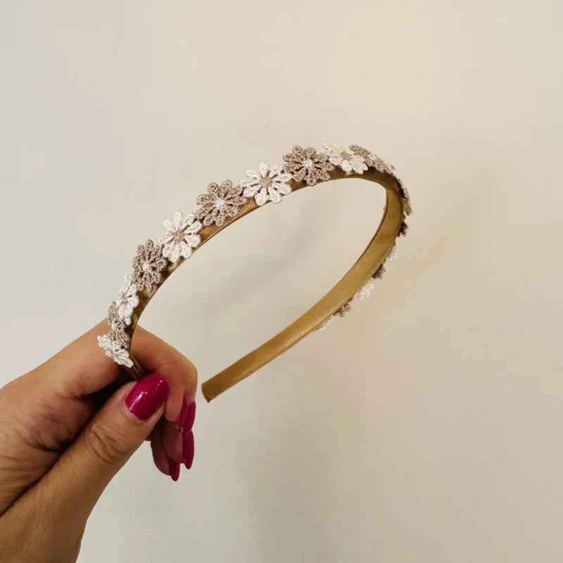 Haarband - Bloem Sand/White