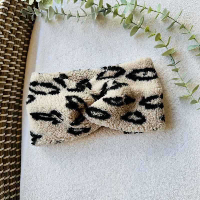 Teddy twist haarband - Leopard bruin