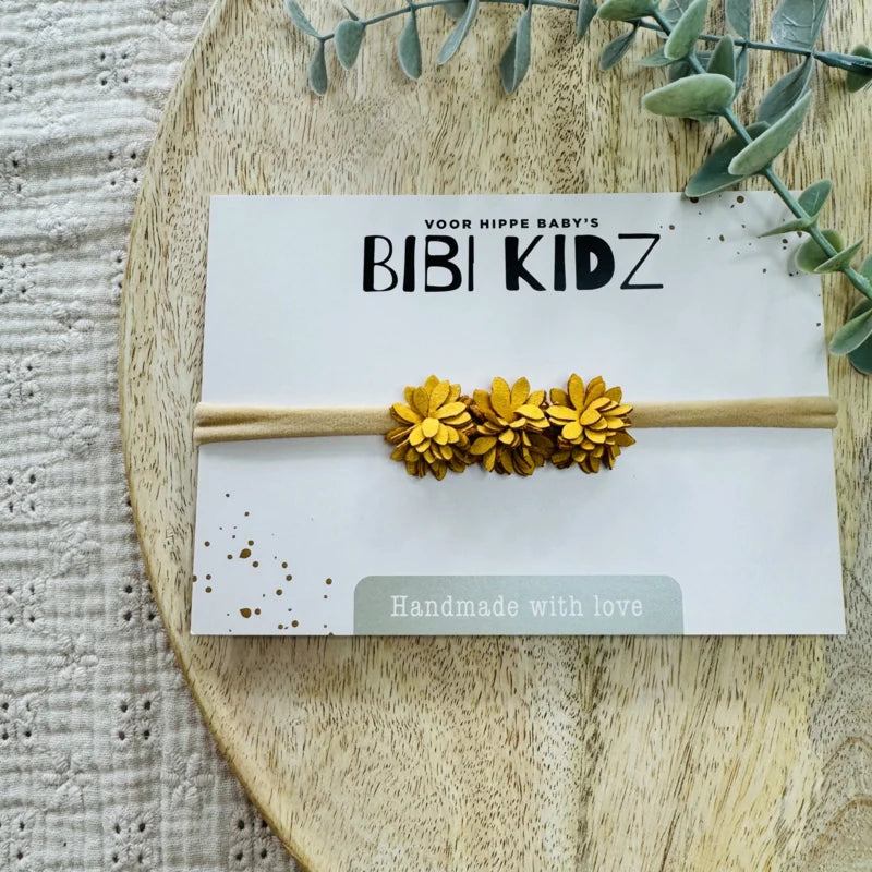 Haarbandje Bloemen Oker geel