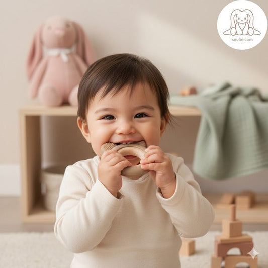 Bijtspeeltje Beer - Khaki - Bibi Kidz - Kinderhaarspeldjes en baby accessoires voor pasgeboren baby bij Bibi Kidz, zachte babykleding, speendoekjes, spenen en gepersonaliseerde kraamcadeaus voor baby’s.