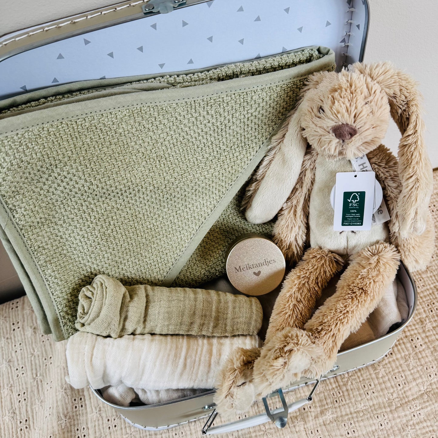 Cadeaubox Groen/Beige