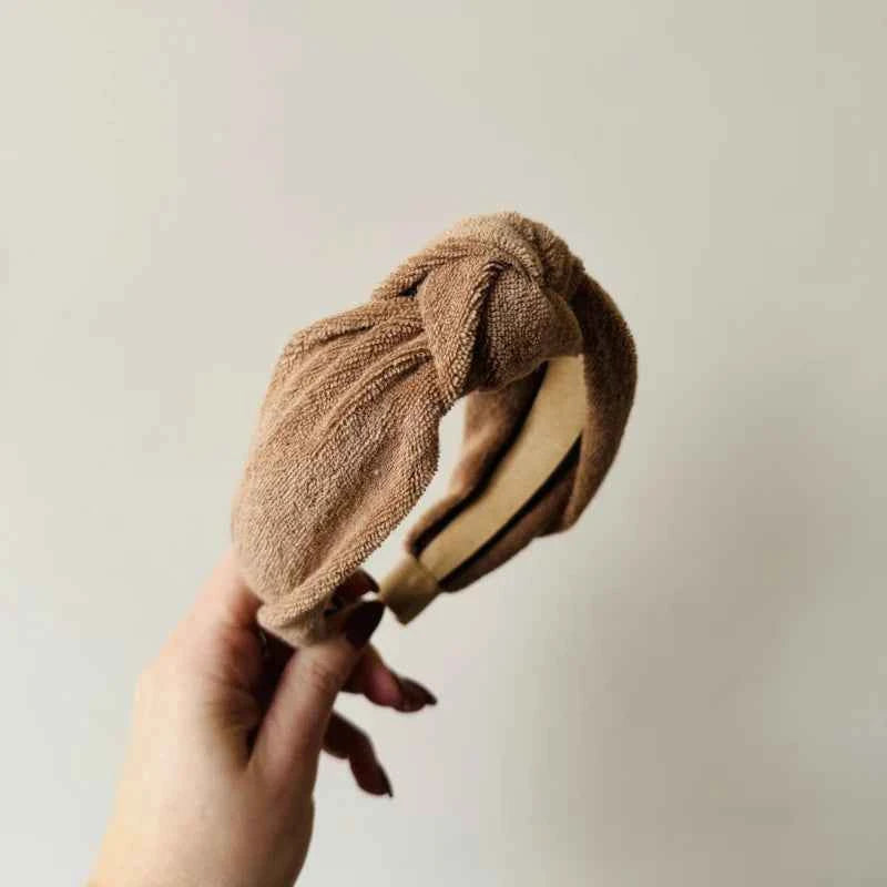 Knoop haarband -Velours beige