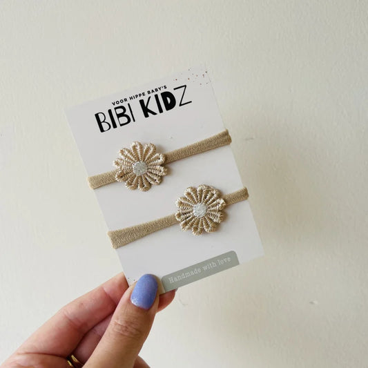 Haar Elastiek - Bloem Beige