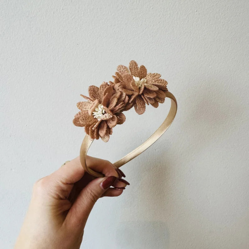 Haarband - Bloemen bruin
