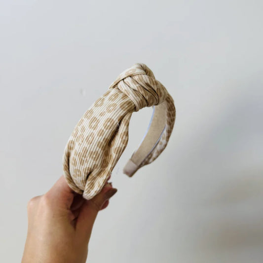 Knoop Haarband - Luipaard licht beige