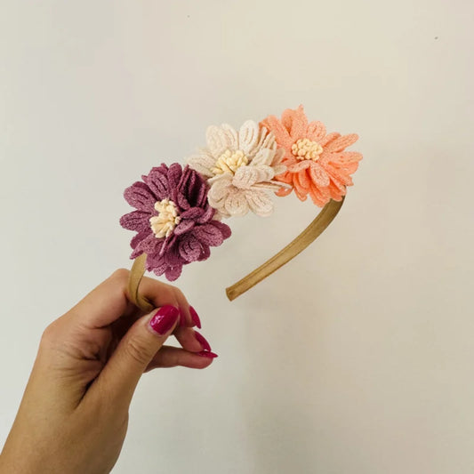 Haarband - Bloemen mix perzik