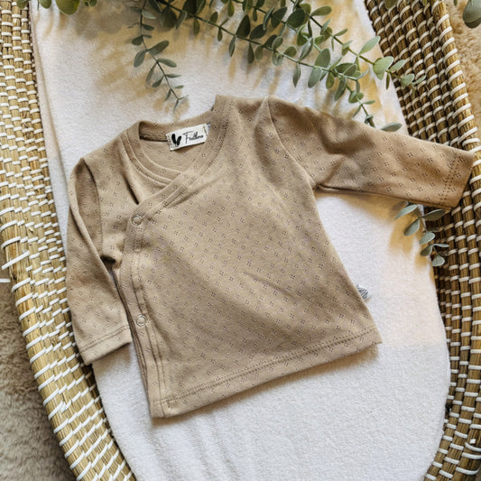 Overslagshirtje pointelle - Dark beige