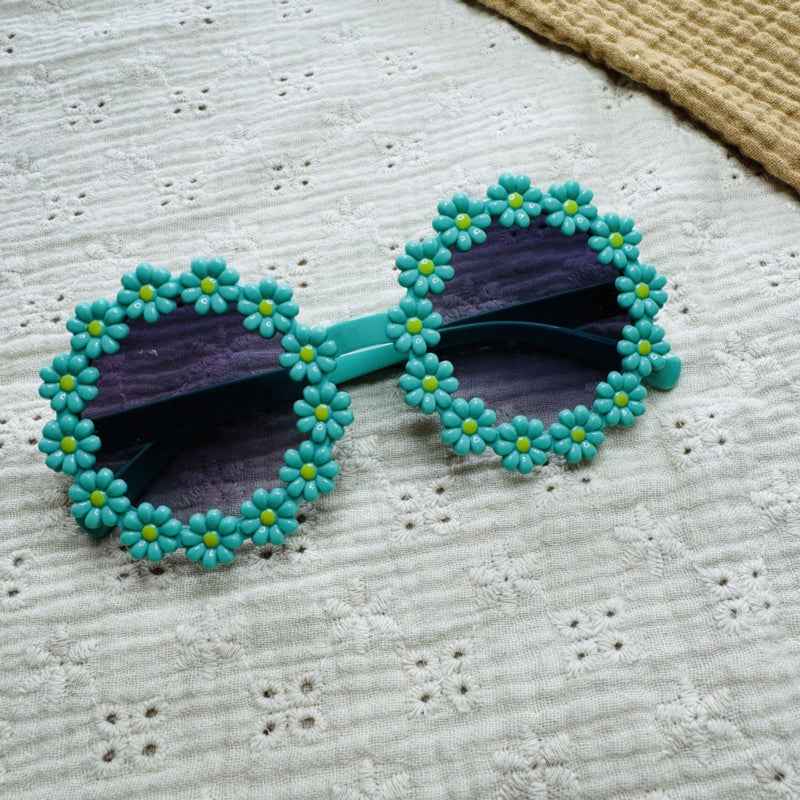 Zonnebril Bloementjes - Turquoise