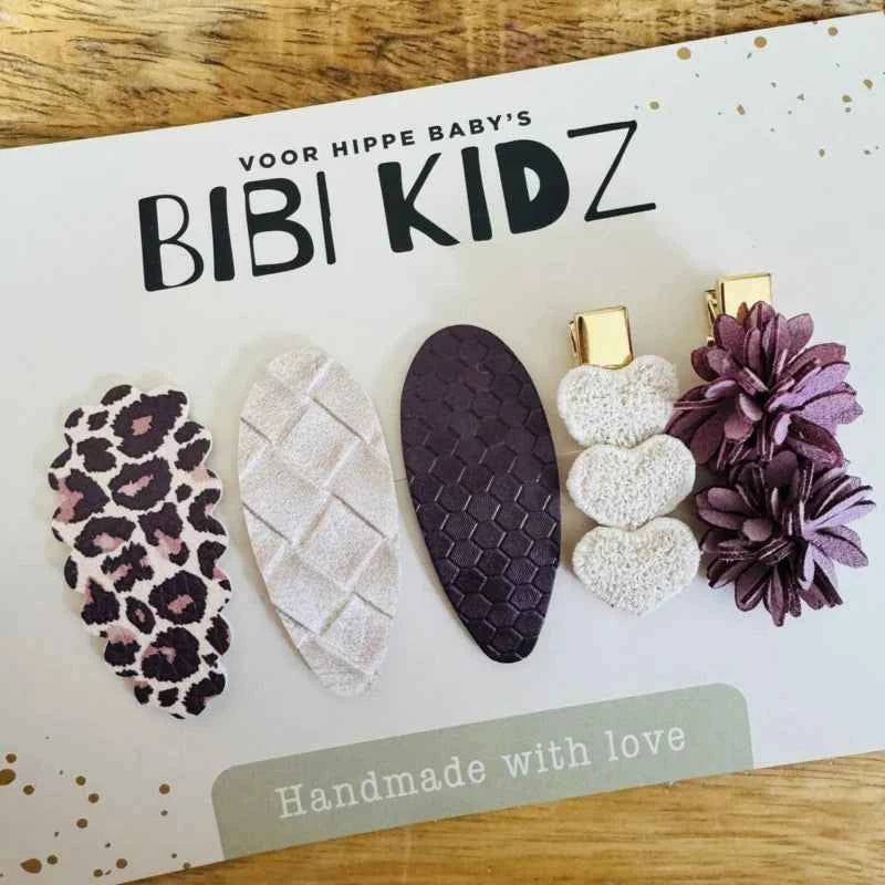 Setje 4 Bibi Haarspeldjes bloem