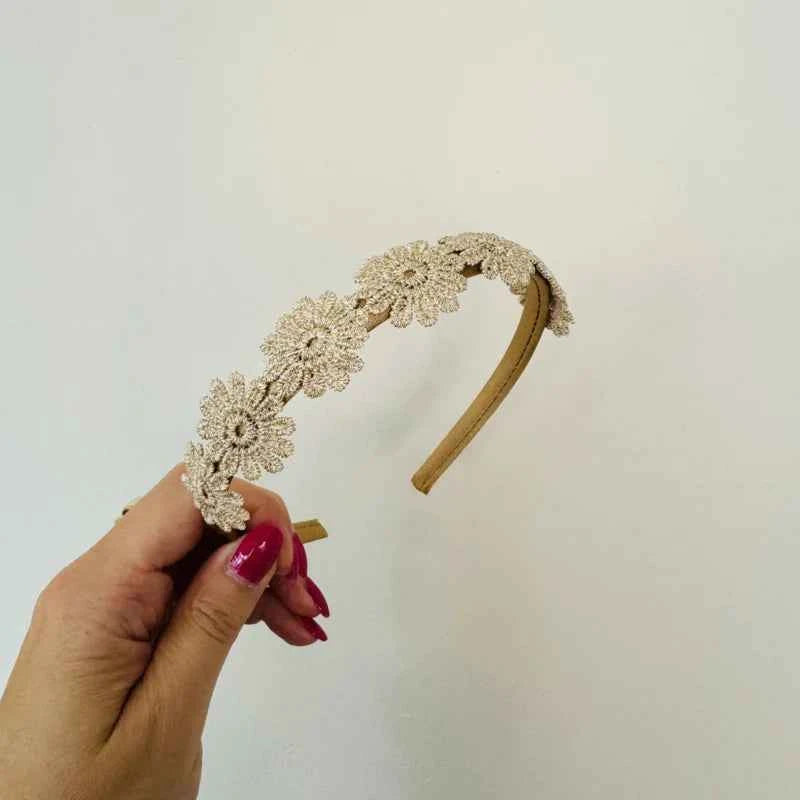 Haarband - Sand grote bloemen