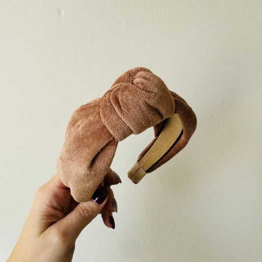 Knoop Haarband Velours Perzik