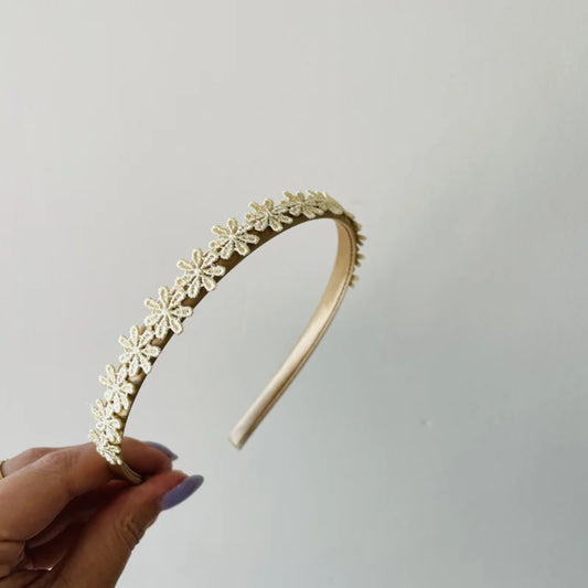 Haarband - Beige bloementjes