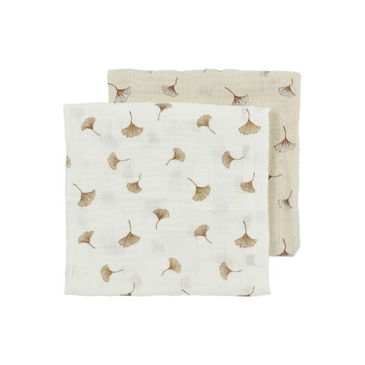 Hydrofiele doeken pre-washed Ginkgo Offwhite/Soft sand