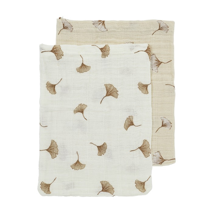 Hydrofiele doeken pre-washed Ginkgo Offwhite/Soft sand