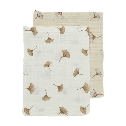 Hydrofiele doeken pre-washed Ginkgo Offwhite/Soft sand