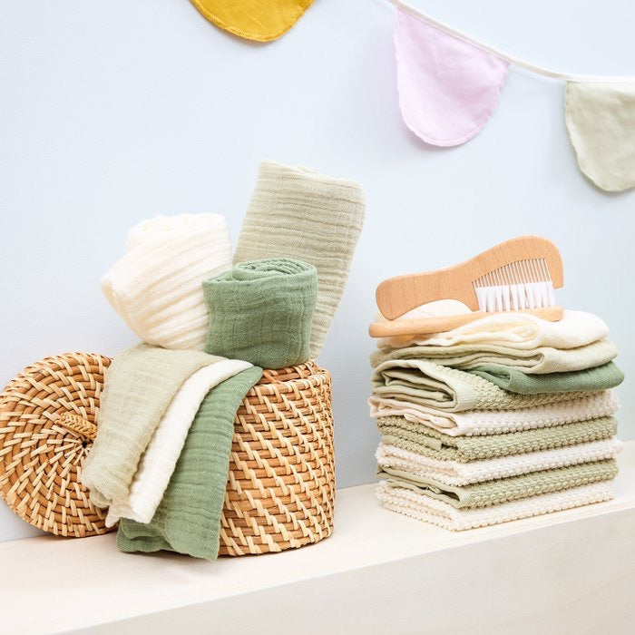 Hydrofiele doeken pre-washed Natural/Soft Olive/Olive Green