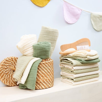 Hydrofiele doeken pre-washed Natural/Soft Olive/Olive Green