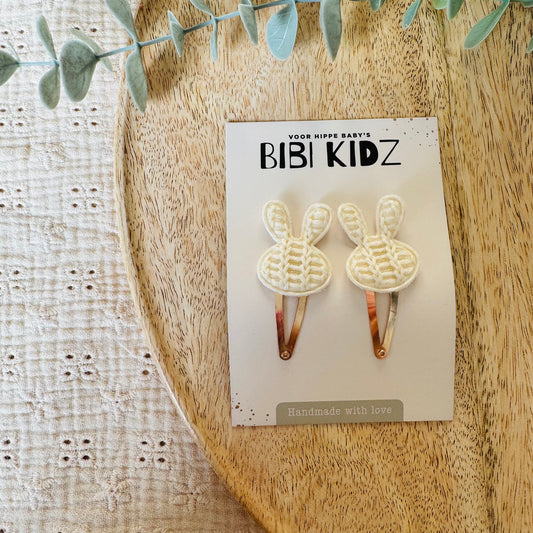 Haarspeldje Konijn creme