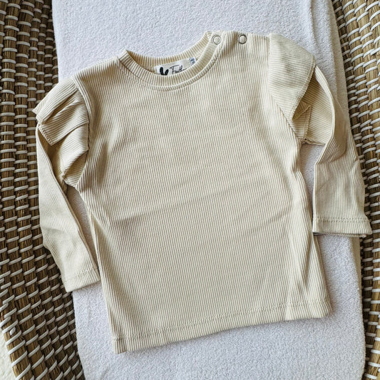 Shirtje Rib- Beige (maat 62/86)