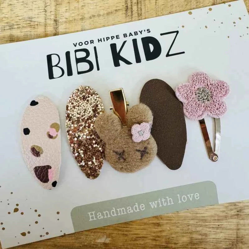 Setje 12 Bibi Haarspeldjes bloem