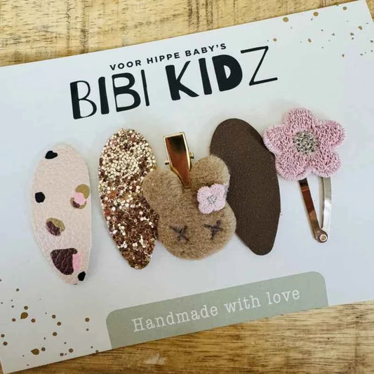 Setje 12 Bibi Haarspeldjes bloem