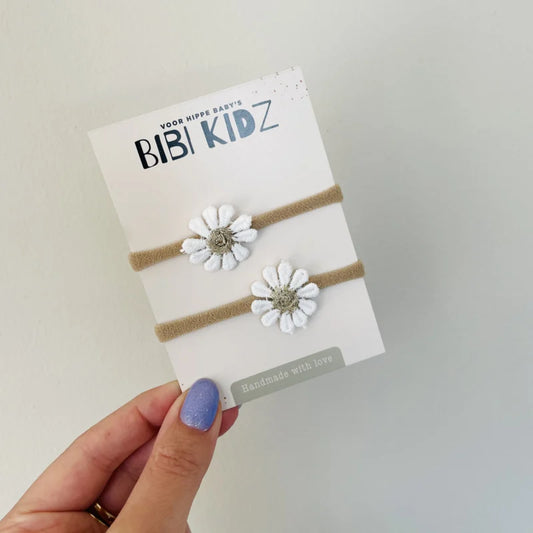 Haar Elastiek - Bloem Zilver