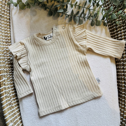 Shirtje Ruffle Rib- Naturel beige