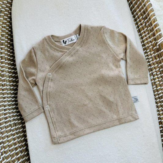 Overslagshirtje pointelle - Dark beige
