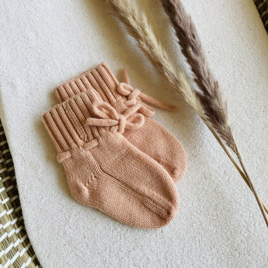 Merino wol booties pink