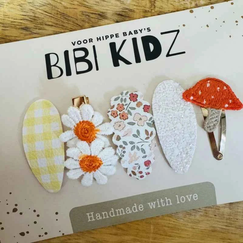Setje 8 Bibi Haarspeldjes bloem